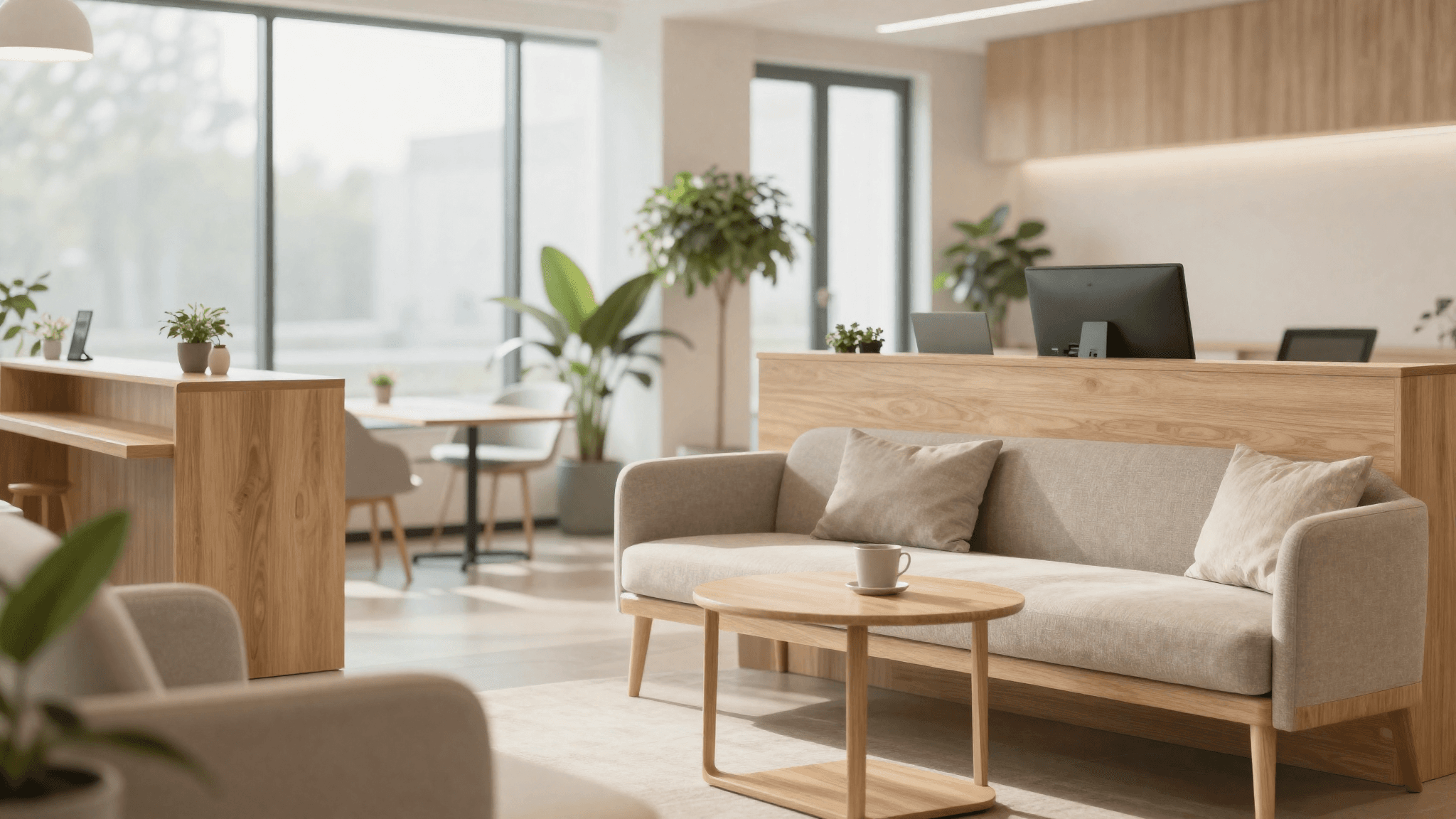 Lys og indbydende reception i skandinavisk stil